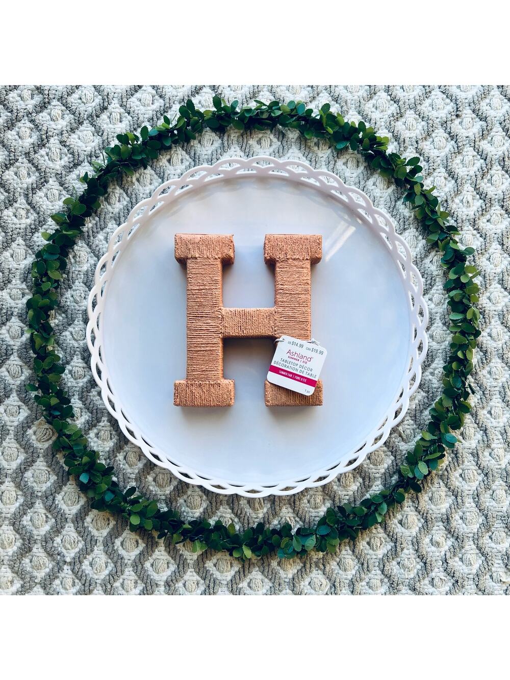 NWT Michaels Pale Pink Textured Letter "H" Table Top Decor by Ashland